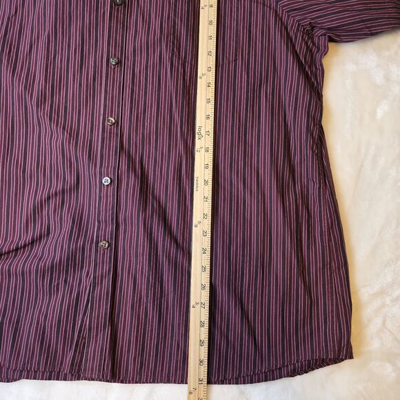Claiborne Men’s XXL Purple 80's 2-Ply Striped Button Up Shirt - Picture 6 of 7